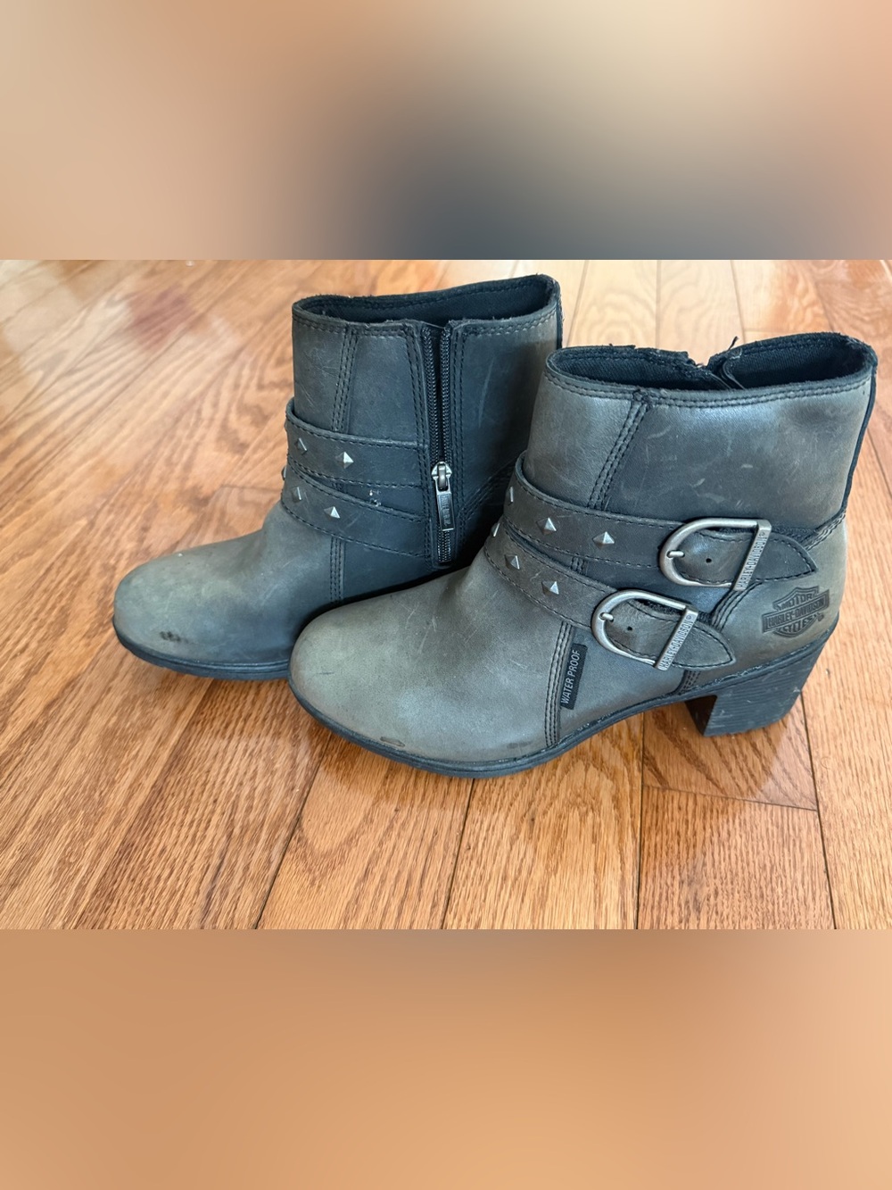 Harley-Davidson Abney 7" Waterproof D87161 SZ 10 Womens Grey Motorcycle Boots